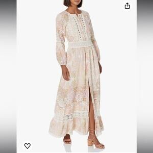 NWOT GUESS Women's Long Sleeve Laurel Paisley Boho Maxi Dress Brown Size Small